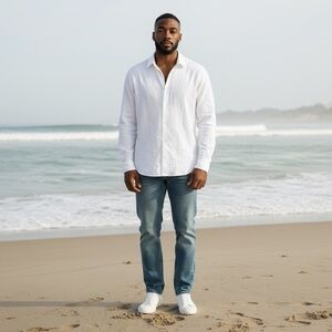 John Elliott Crinkled White Button-Up Shirt Men's Size 0 (Women's S/M) NWOT